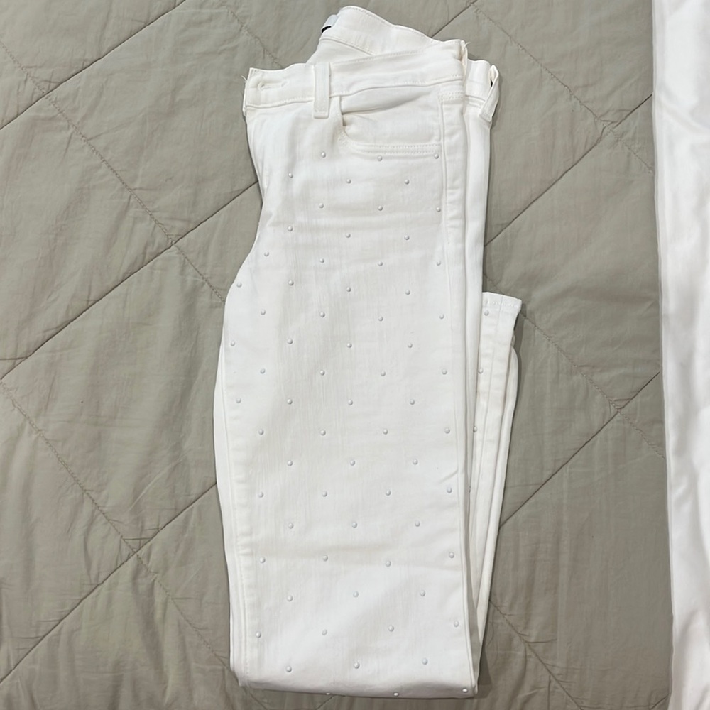 J brand white embellished/studded Selena jean